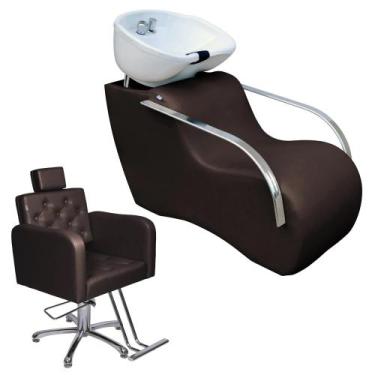 Imagem de Kit 1 Lavatório Confort Plus cuba fibra 1 Poltrona fixa Tokio Estofado