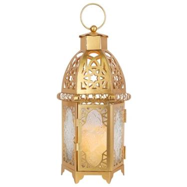 Imagem de NEEDOMO Lanternas marroquinas decorativas internas e externas, suporte de vela de Natal vintage, lanternas de metal decorativas, mesa, pátio, varanda, prateleira, decoração de casa de Halloween de