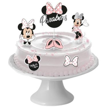 Imagem de DECORACAO DE BOLO CENARIO MINNIE MOUSE ROSA 06 un.