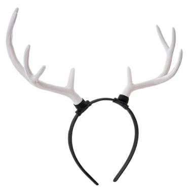 Imagem de MOSTORY Faixa de cabelo com chifres de rena branca – Chifres de chifre para cosplay de veado adulto, faixa de cabelo para mulheres, sessão de fotos do Dia das Bruxas da Renascença