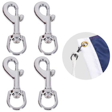 Imagem de NQ Flag Swivel Snap Clips - Heavy Duty Metal Flag Snaps Hooks with Swivel Eyelet for Max 5/16" Diameter Flagpole Rope, Flag Pole Hardware, Clips for Flag, Pet Leash, Leather Craft (Silver, Pack of 4)