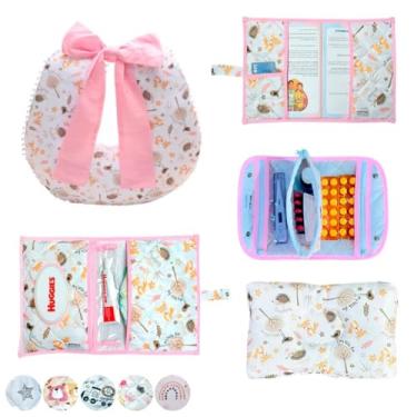 Imagem de Porta Remédios Portátil + Porta Fraldas, lenço e Pomada + Almofada Amamentação + Porta Caderneta + Travesseiro Anatômico(FOX)