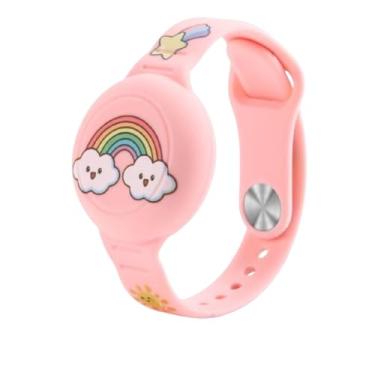 Imagem de Pulseira Para Airtag Infantil À Prova Dágua Impermeável e Divertida (Rosa/Arco-Iris)