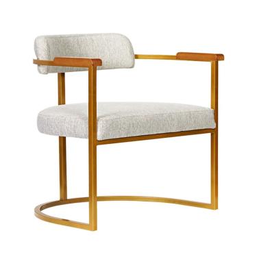 Imagem de Cadeira Estofada Porto Para Sala Base Em Aço Assento Estofado e Apoio Em Madeira - EdeCasaMoveis