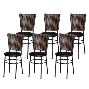Imagem de 6 Cadeiras Para Mesa Preta Hawai Avelã Cor:preto