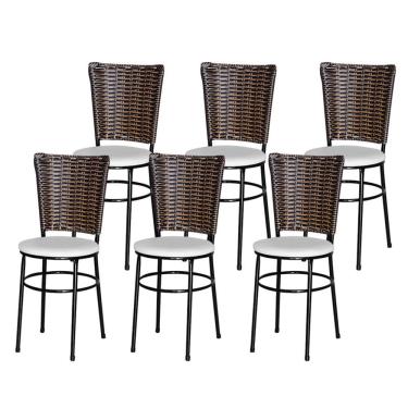 Imagem de 6 Cadeiras Para Mesa Preta Hawai Avelã Cor:branco