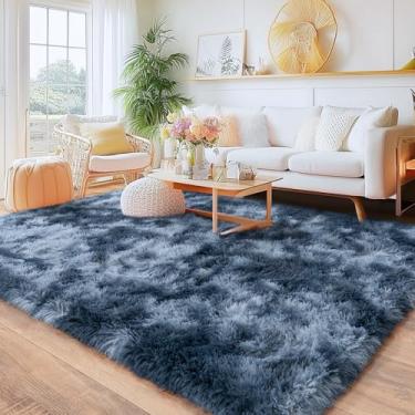 Imagem de Quntue Tapetes para quarto, tapete felpudo ultramacio 12 x 18 cm para sala de estar, tapete cinza antiderrapante de pelúcia moderno para crianças, meninas e meninos, dormitórios, berçário, decoração