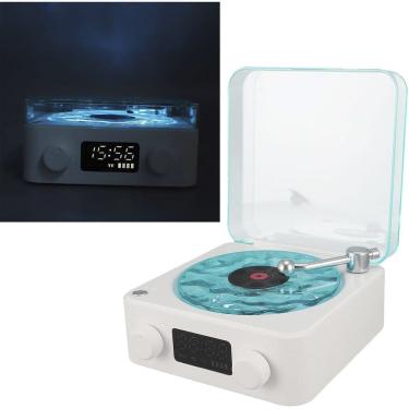 Imagem de Caixa de Som Vitrola Toca Disco Vinil Bluetooth Cartao Tf Recarregavel USB Iluminaçao Led Musica