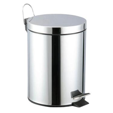 Imagem de Lixeira inox 5L com pedal antiderrapante, balde removível e alça. Ideal para banheiros, cozinhas e escritórios. Compacta, higiênica e moderna
