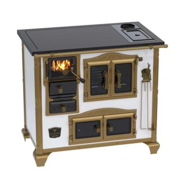 Imagem de Fogão a Lenha N° 02 Imperador Branco C/ Caldeirão Gab. Chapa Vitrocerâmica Saída Direita S/ Tampa - Venax