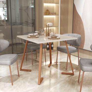 Imagem de Mesa De Jantar De Aço 80x80 Reforçada Industrial Nantes
