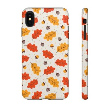 Imagem de Capa de telefone de folha de outono, capa protetora de outono, capa fofa para iPhone, capa com padrão de folha, acessório técnico sazonal