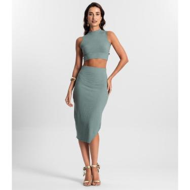 Imagem de Conjunto Feminino Saia Midi E Cropped KO Azul-Feminino