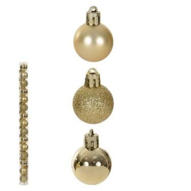 Imagem de Jogo 15 Bolas De Natal Tubo Misto Dourado 3cm - DEA