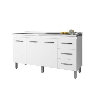 Imagem de Balcão Para Pia Carina 140cm Sem Tampo Branco