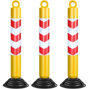 Imagem de Cones De Trânsito De 30 Polegadas, Pacote De 1-10 Cones De Estacionamento De Segurança Rodoviária De Plástico Com Base De Borracha E Fita Refletiva, Barreiras De Con, Red+white, 4 Pcs