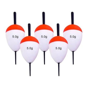 Imagem de menolana 5 peças de bóias de pesca Bobbers EVA oval vermelho branco cor brilhante alta flutuabilidade espuma bóias conjunto para pompano pesca de longo, 5g