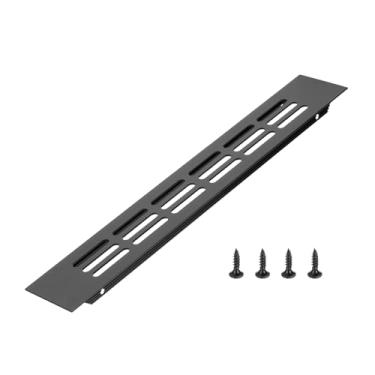 Imagem de PATIKIL Tampa de saída de ar da porta, 25 x 4 cm (dimensões externas), grade de ventilação com venezianas de alumínio, ventilação retangular com parafusos de montagem para armário de sapatos, preto