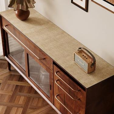 Imagem de Toalha de mesa retangular original com textura de madeira com sensação de PVC, caminho de mesa de couro de grão de madeira rústica para restaurantes, festas de fim de ano e uso diário - 40 × 99 cm