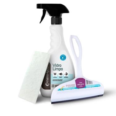 Imagem de KIT Limpador de Vidros Vidro Limpo 500ml e Rodo Multiuso nano4you HOME