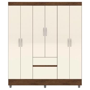 Imagem de Guarda Roupa Casal 6 Portas 2 Gavetas 153 Cm 10091 Vlr Imbuia Champanhe