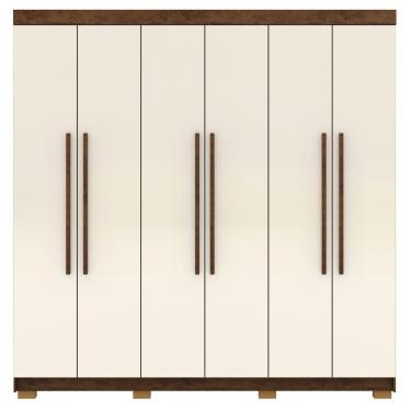 Imagem de Guarda Roupa Casal 6 Portas 2 Gavetas 218 Cm 10037 Vlr Imbuia Champanhe