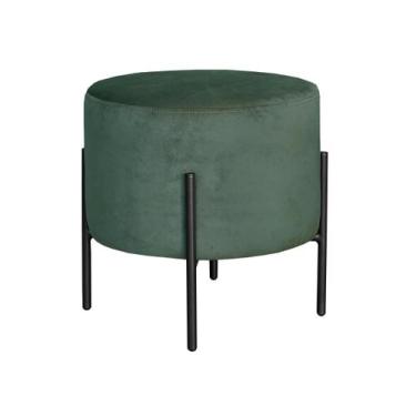 Imagem de Puff Carol Pufe Decorativo Pé Metal Banco Redondo - Bella Decor Estofa