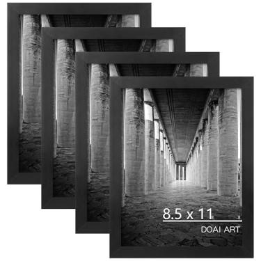 Imagem de DOAI ART Moldura de certificado de 21 x 28 cm, pacote com 4, molduras de diploma de 21 x 27 cm, para parede e mesa, preta
