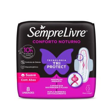 Imagem de Absorvente Externo Sempre Livre Conforto Noturno Suave 8 Unidades