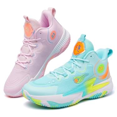 Imagem de Novetra Tênis de basquete masculino da moda, calçados esportivos antiderrapantes para atividades ao ar livre(Green pink,36 BR)