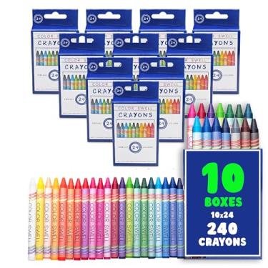 Imagem de Giz de cera Color Swell Volume 10 pacotes com 24 cores vibrantes de qualidade de professor durável para lembrancinhas de festa de classe de famílias
