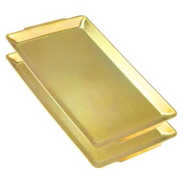 Imagem de SANQIAHOME Pratos de servir de ouro de 40 x 24 cm, travessas de servir e bandejas para festas, conjunto de 2