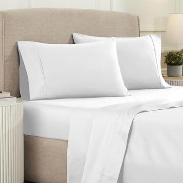 Imagem de Superior Jogo de lençol de algodão egípcio de 1200 fios, lençóis de quarto, itens essenciais para a casa moderna, roupa de cama de luxo, 1 lençol com elástico alto, 1 lençol de cima, 2 fronhas, casal