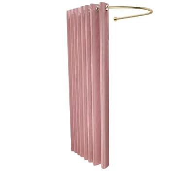 Imagem de Suporte de parede para provador de privacidade, portátil, vestiário, loja de roupas, provador com cortina rosa para proteção da privacidade