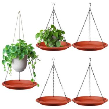 Imagem de Vaso suspenso para plantas internas e externas, pires de plantas de 30,5 cm com correntes de cesta, prateleira ajustável para pendurar plantas decorativas e vasos de flores para janela, parede, teto