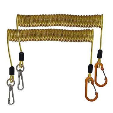 Imagem de SIWRIOM Cordão de pesca, cordões espirais resistentes, fio de aço inoxidável, cabo de extensão de corda de segurança, acessórios de pesca retráteis para varas, alicates, passeios de barco, remo