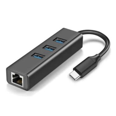 Imagem de Hub Type-c / Tipo c / Usb-c Com 3 Portas Usb 3.0 + Rj45 Gigabit Hub 10