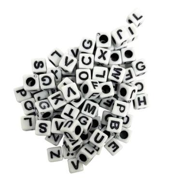 Imagem de Missangas de letras quadradas 6mm coloridas crie suas bijuterias em ge