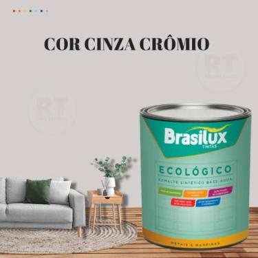 Imagem de Esmalte Sintético Brasilux Base Água Ecologico Cor Cinza 800ML Brilhan