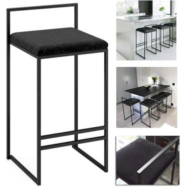 Imagem de Banco De Cozinha Para Casa Cadeira De Jantar Moderna Cadeira Acolchoada De Tecido Com Pernas De Metal Preto, Cadeira De Bar Para Sala De Estar De Meados Do Século Banqueta De, Pink, 65cm(25″)