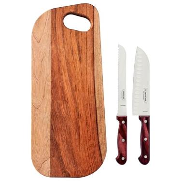 Imagem de Tramontina Conjunto para Frios Polywood com Lâminas de Aço Inox e Cabos de Madeira Tratada Polywood Vermelho 3 Peças
