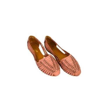 Imagem de Macarena Collection Sandálias femininas de couro para mulheres | Sandálias mexicanas feitas à mão Huarache | Sandálias femininas confortáveis e elegantes 2167, rosa, 34