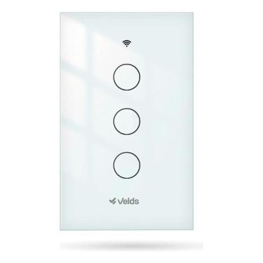 Imagem de Interruptor Inteligente Wifi Velds 3 Botões Touch, Compatível C/ Alexa E Google, 4x2 Bivolt Branco