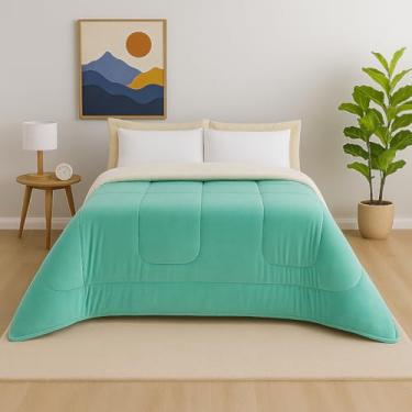 Imagem de Coberdrom Casal Queen Sherpa Dupla Face Pele de Carneiro – Edredom e Cobertor Macio para Inverno(Esmeralda)