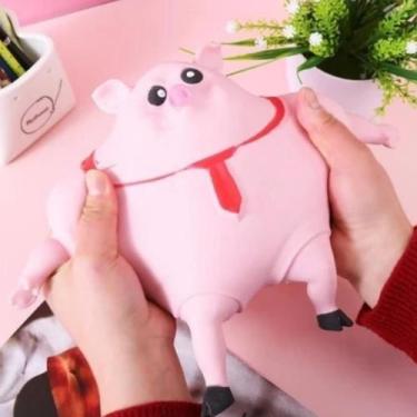 Imagem de Brinquedo Porquinho Rosa Squishy com Areia Mágica Apertar Alivio De Es