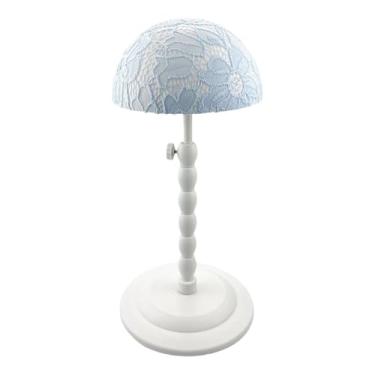 Imagem de Kokiya Suporte para cabeça de peruca, suporte para armazenamento, viagem, mesa, cabeça de manequim para estilizar, secar cabelo, exibição, salão de beleza e, Azul