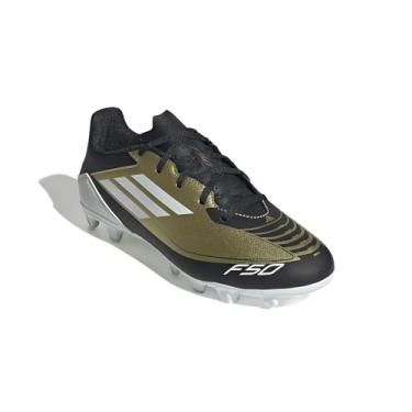 Imagem de adidas Tênis unissex adulto F50 Club Messi Flexible Ground, Dourado metálico/branco/preto, 11 Women/10 Men