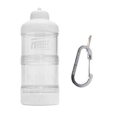 Imagem de Baoblaze Recipiente de proteína em pó com tampa superior, dispensador de proteína empilhável multiuso, recipiente de alimentos para esportes, fitness e escola, Branco