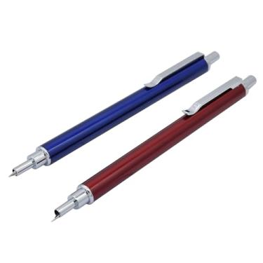 Imagem de SIPLIV 2 peças, caneta-tinteiro de metal retrátil, ponta extrafina (0,38 mm) com conversor de tinta, azul e vermelha