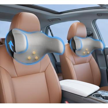 Imagem de Travesseiro de encosto de cabeça para carro: pacote com 2 almofadas ergonômicas de espuma de memória para dirigir, alívio da dor de cabeça e pescoço, almofada de descanso de cabeça ajustável para